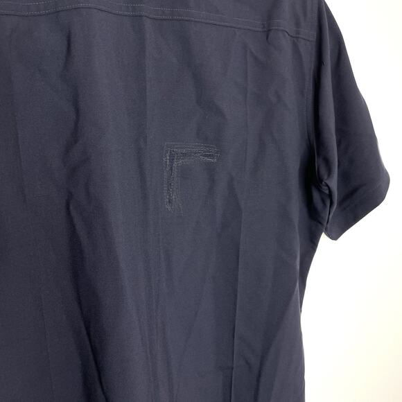Vintage Louis The Tailor Shorts Sleeve Zip Up Button Shirt Mens 16 1/2 34 Navy - Picture 6 of 7
